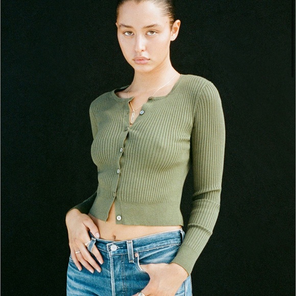 Realisation Par Sweaters - Realisation Par Winona Cardigan in Olive Size M